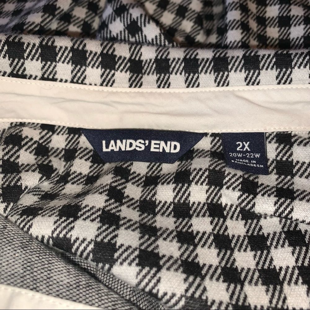 Lands’ End Black White Checked Pattern Shirtwaist… - image 4